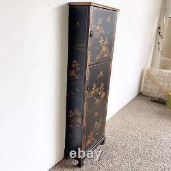 Chinese Black and Gold Hand Painted Tall Cabinet