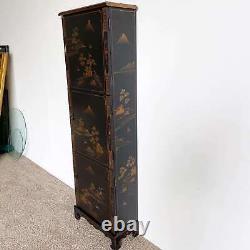 Chinese Black and Gold Hand Painted Tall Cabinet