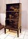 Chinese Chippendale Bookcase Blk Lacquer Chinoiserie Curio China Display Cabinet