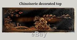 Chinese Chippendale Bookcase Blk Lacquer Chinoiserie Curio China Display Cabinet