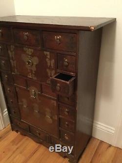 Chinese Medicine Cabinet Chest Calligraphy