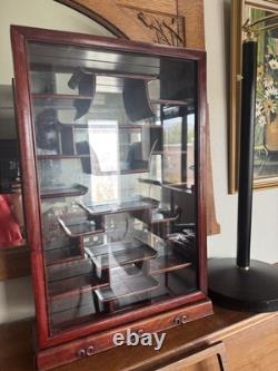 Chinese Rosewood Display Cabinet Curio Case Glass Front & Sides