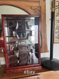 Chinese Rosewood Display Cabinet Curio Case Glass Front & Sides