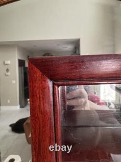 Chinese Rosewood Display Cabinet Curio Case Glass Front & Sides