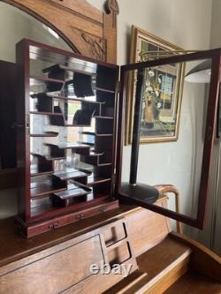 Chinese Rosewood Display Cabinet Curio Case Glass Front & Sides