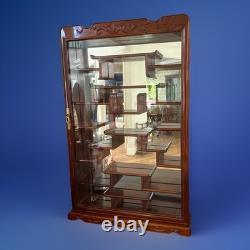 Chinoiserie Curio Cabinet Glass Door 23 Individual Shelves Mirror Back
