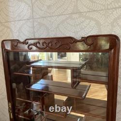 Chinoiserie Curio Cabinet Glass Door 23 Individual Shelves Mirror Back