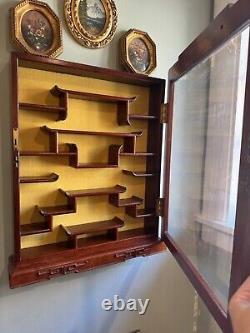 Chinoiserie Glass Cabinet With Yellow Felt Rosewood Antique Locking Display