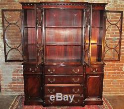 Chippendale Style Mahogany Bubble Glass Breakfront With Butler's Desk