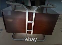 Chocolate Lacquer Tubular Steel Pace collection Leon Rosen Desk Drawers