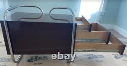 Chocolate Lacquer Tubular Steel Pace collection Leon Rosen Desk Drawers