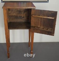 Circa 1900 English Victorian Maple Wood Single Door Smoking Stand Cabinet