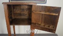 Circa 1900 English Victorian Maple Wood Single Door Smoking Stand Cabinet