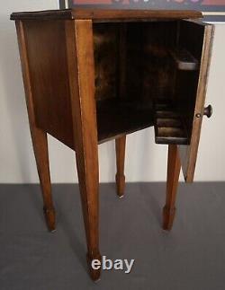 Circa 1900 English Victorian Maple Wood Single Door Smoking Stand Cabinet