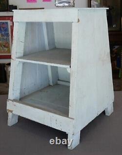 Circa 1920 American Primitive Pastel Blue Painted Wooden Side Cabinet