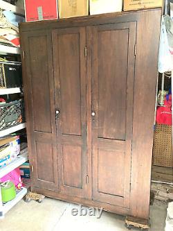 Circa 1930's Antique Solid Old Wood Pine Pantry Cabinet H 78, W 55.5, d 17