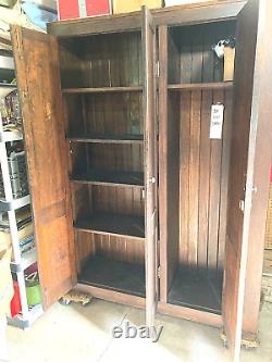 Circa 1930's Antique Solid Old Wood Pine Pantry Cabinet H 78, W 55.5, d 17