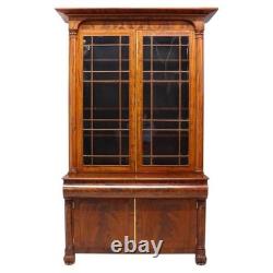 Classical American Empire Step Back Cupboard With Mullioned Doors c1840
