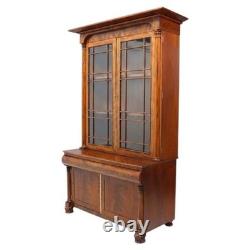 Classical American Empire Step Back Cupboard With Mullioned Doors c1840
