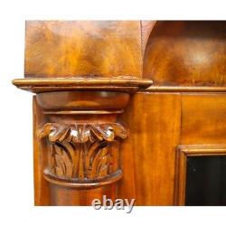 Classical American Empire Step Back Cupboard With Mullioned Doors c1840