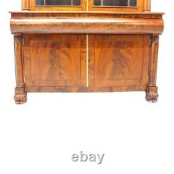 Classical American Empire Step Back Cupboard With Mullioned Doors c1840