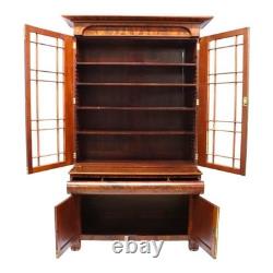 Classical American Empire Step Back Cupboard With Mullioned Doors c1840