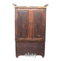 Classical American Empire Step Back Cupboard With Mullioned Doors c1840