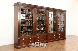 Classical Antique 1900 Mahogany China or Library Bookcase, Secret Door, 13' 10