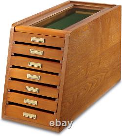 Collectors Cabinet Solid Wood Knives Coin Watches ELEGANT Display Case Glass Top