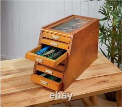 Collectors Cabinet Solid Wood Knives Coin Watches ELEGANT Display Case Glass Top