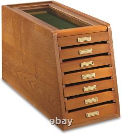 Collectors Cabinet Solid Wood Knives Coin Watches ELEGANT Display Case Glass Top