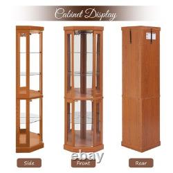 Corner Display Cabinet Heavy Duty Lighted Glass Display Rack Wine Shelf & Decor