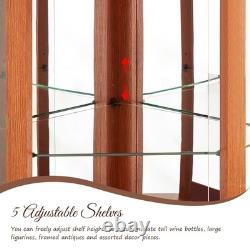 Corner Display Cabinet Heavy Duty Lighted Glass Display Rack Wine Shelf & Decor