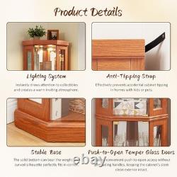 Corner Display Cabinet Heavy Duty Lighted Glass Display Rack Wine Shelf & Decor