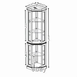 Corner Display Cabinet Heavy Duty Lighted Glass Display Rack Wine Shelf & Decor