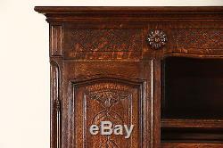 Country French 1910 Antique Oak Sideboard Pewter Cupboard