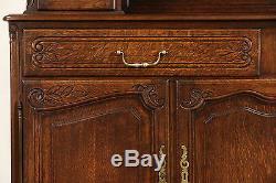 Country French 1910 Antique Oak Sideboard Pewter Cupboard