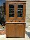 Country Primitive Antique Stepback Cupboard Cabinet Wood Full Plank