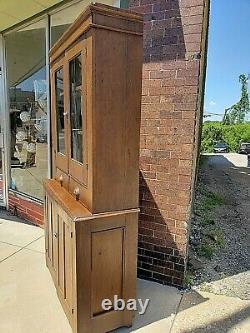 Country primitive Antique stepback cupboard cabinet wood Full plank