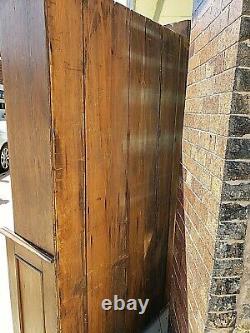 Country primitive Antique stepback cupboard cabinet wood Full plank