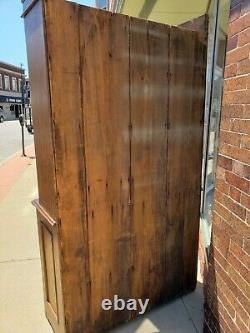 Country primitive Antique stepback cupboard cabinet wood Full plank