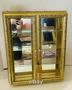Creazioni Mongelli Artistiche Italy Gilted Gold Wood Mirrored Curio Cabinet MINT