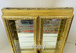 Creazioni Mongelli Artistiche Italy Gilted Gold Wood Mirrored Curio Cabinet MINT