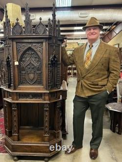 Cupboard / Cabinet, Credence, French, Gothic Revival, Highly Carved, Oak, 1800's