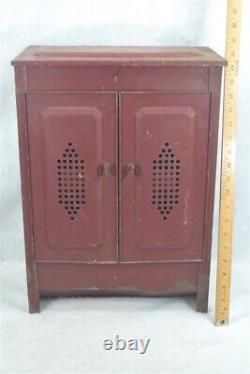 Cupboard cabinet red tin 20 x 14 x 8 fruit vegetable 3 bins original 1940