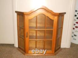 Curio Cabinet Oak Pine Wood Glass 3 Tier Wall Swedish Vintage Chippendale 22