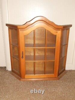 Curio Cabinet Oak Pine Wood Glass 3 Tier Wall Swedish Vintage Chippendale 22