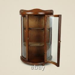 Curved Glass Solid Wood Curio Cabinet Wall Mount Display Case 19x13 Small Unique