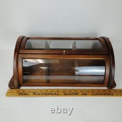 Curved Glass Solid Wood Curio Cabinet Wall Mount Display Case 19x13 Small Unique