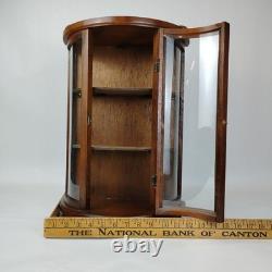 Curved Glass Solid Wood Curio Cabinet Wall Mount Display Case 19x13 Small Unique